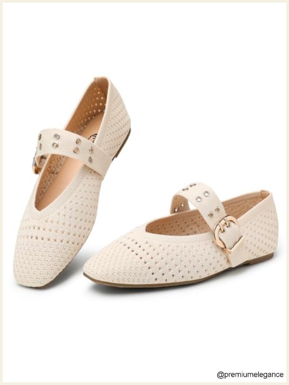 Breathable Knit Square Toe Mary Jane Flats for Women